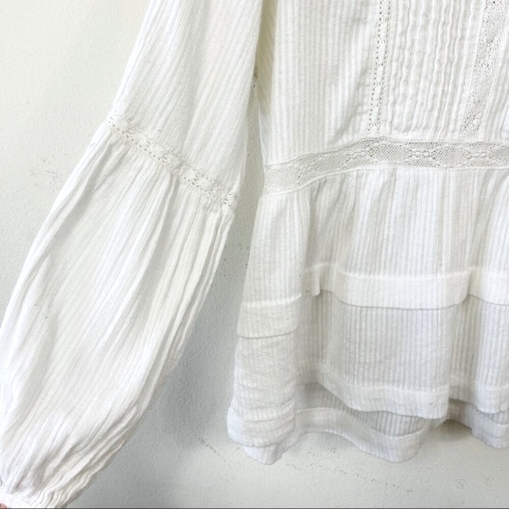 JOIE CARLEEN BOHO LACE CROCHET BLOUSE TOP WHITE S Romantic Cottagecore Victorian - Picture 8 of 12